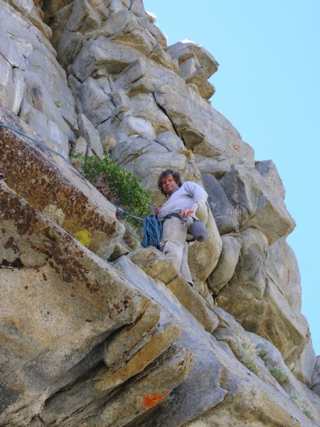 At the second belay ledge.