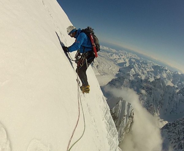 Climbing the last pitch of the summit ice field