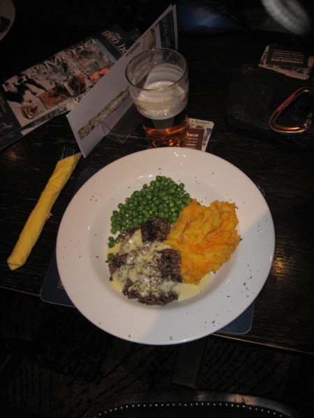 Haggis neeps and tatties &#40;described on the menu as haggis, clapsho...