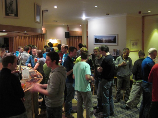 Socializing in the bar at the Glenmore Lodge with some of the hosts an...