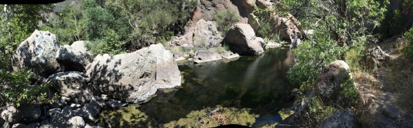 Reaching the lower part of Century Lake Dam