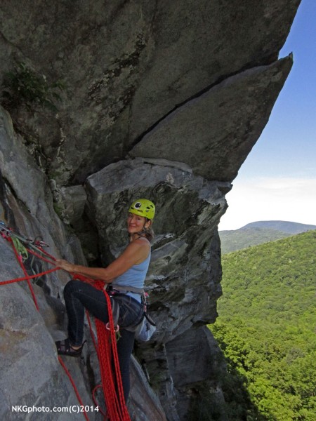 Belay under the huge roof that fell down. most of the rock above Isa's...