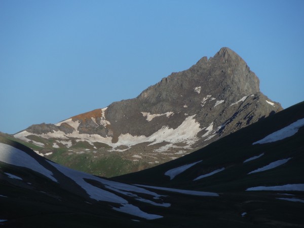 Wetterhorn Peak, one of the 14ers in the SanJuans. Route follows left ...