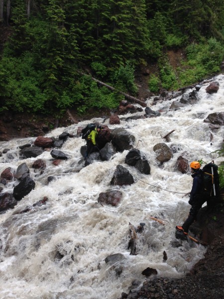 A very Swollen river crossing. I cant remember it ever being this high