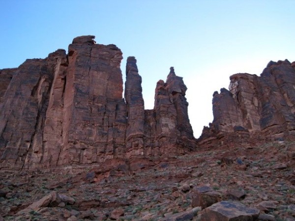 Dolomite Spire is the left tower.