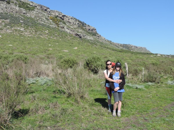 Ceci and Gaby on the hike in to the climbs