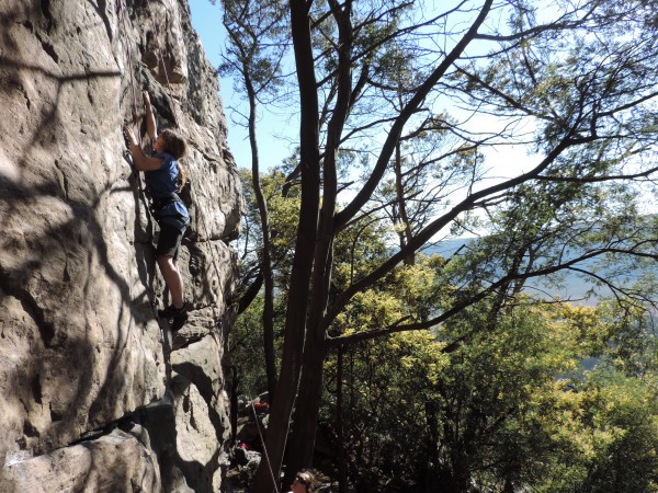 Ceci climbing the same 5.9 pictured above