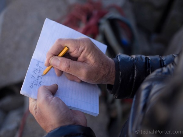 Mike signing the Starlight Peak register