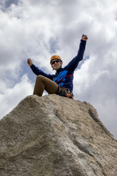 Carl celebrating success on another Sierra alpine rock climb
