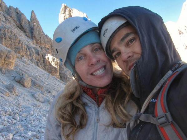 Happy on top before a heinous descent on frozen scree and slabs of lim...