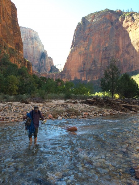 Fording the mighty Virgin River.