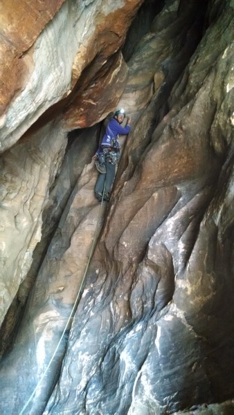 Heading into the eponymous tunnel on Tunnel Vision. Headlamp is unnece...