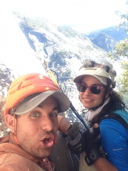 The author and CO guide finishing South Face