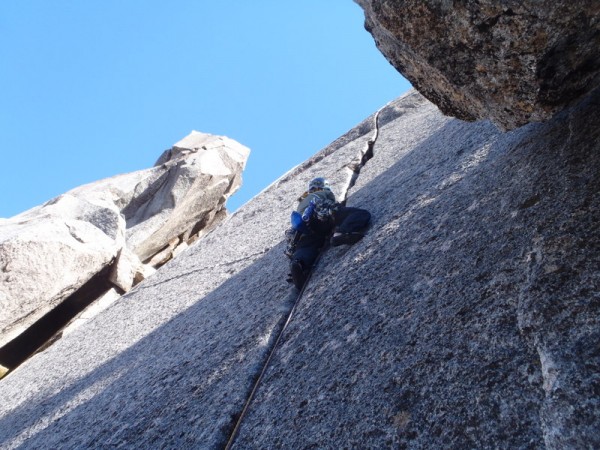 Nice 5.11 crack on impeccable rock.