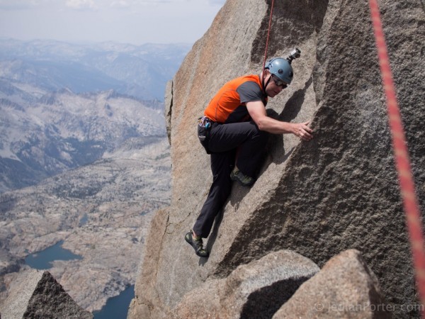 Crux move on Thunderbolt Peak