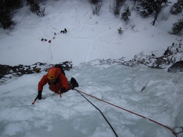 Mick coming up to the belay in the cave on Moonlight &#40;4/1/14&#41;.