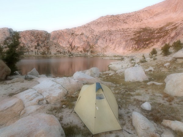 Alpine porn campsite during the golden hour