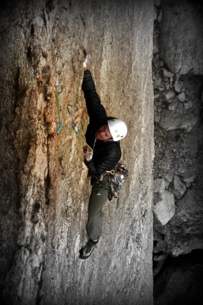 Adam following the third pitch. Steep and awesome climbing on that one...