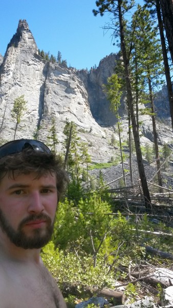 A little less baby faced now! On the trail after the stream crossing. ...