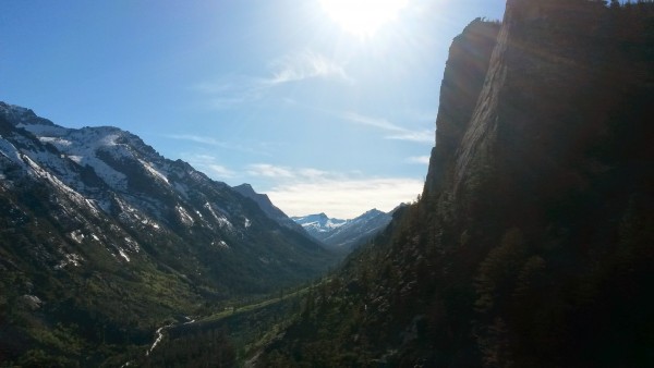 Looking up canyon. Flathead and Shoshone can be seen in profile.