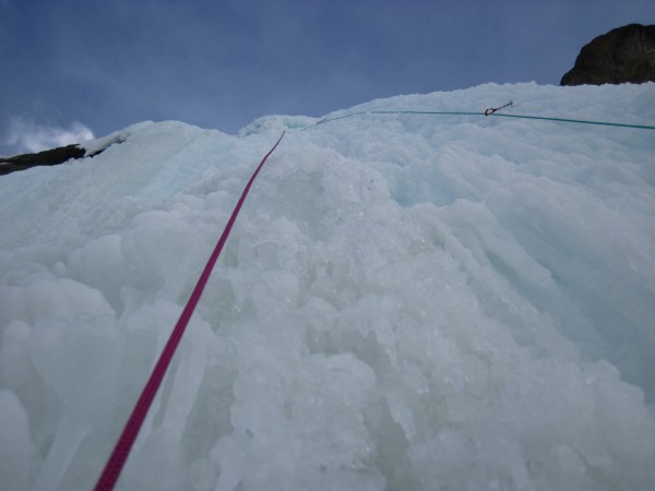 Heading up - my rope on the left; Rick's on the right &#40;4/8/14&#41;.