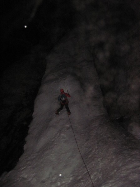 Brent cruising the Polar Circus by headlamp &#40;4/11/14&#41;.