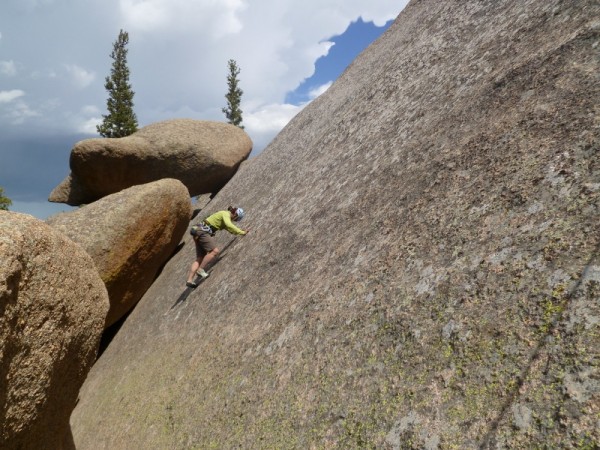 DK on top rope on the face climbs at the far east end.