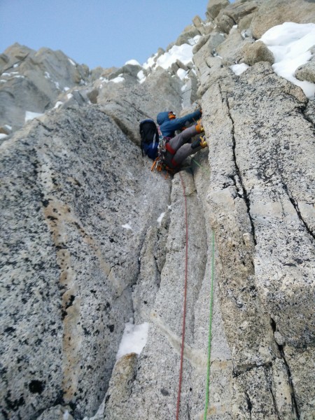 leading another block in the unending steepness of the upper headwall