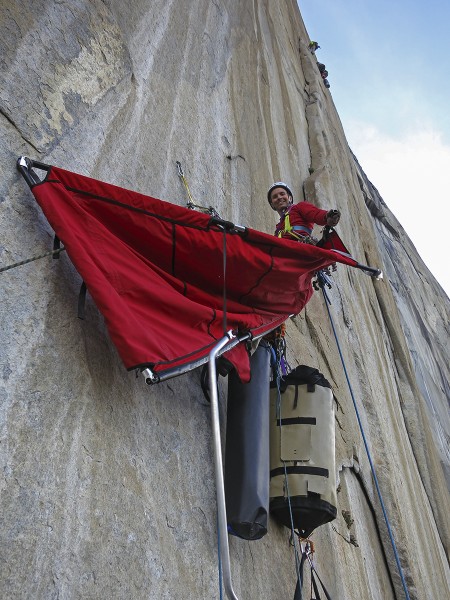 Mark starting the ledge set up at the P6 anchors.  Brits setting up ab...