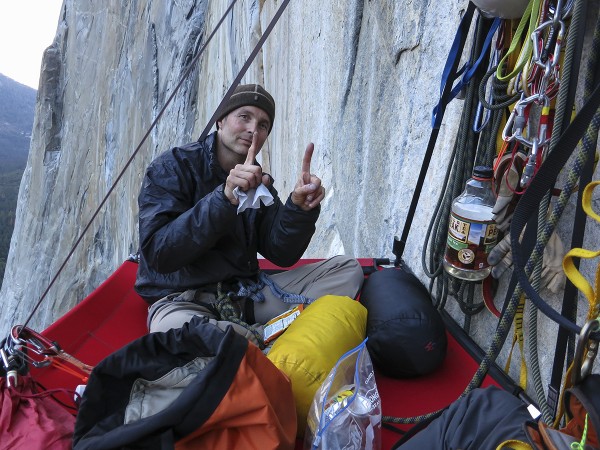 Mark enjoying the amenities at our second bivy