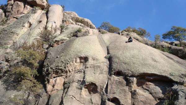 Gaby on top of a 6a in the sector Ferrata