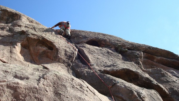 Climbing a 6a+ in the sector Ferrata