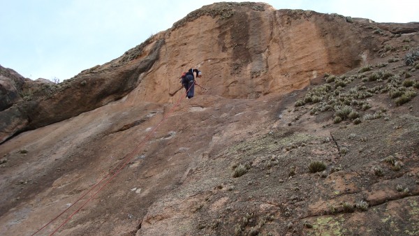 Gaby on top of a 6b+ in the sector Ferrata