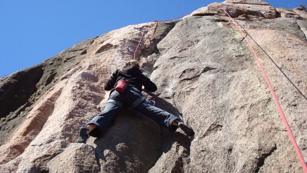 Gaby climbs a strange and elegant 6a+ &#40;now called 6b&#41;  at Plac...