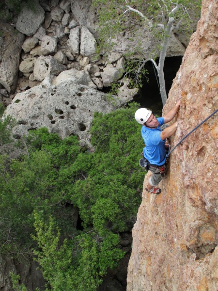 A "newer" route, Chimps Ahoy 5.10a on the Stumbling Blocks.