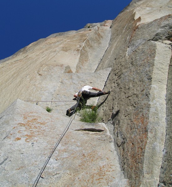 Brilliant corners.  Peter Croft after the crux on the Boulder Problem ...