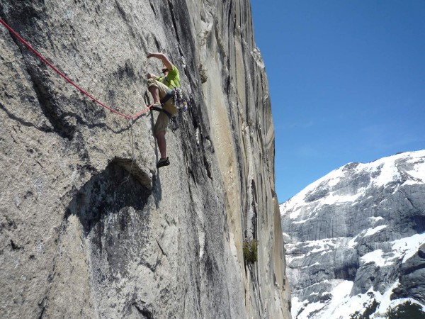 Tommy starting up the dyno pitch on the South Face of Mt. Watkins, Yos...