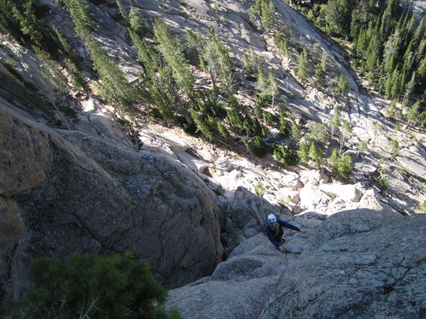 Larry just above the crux of the route - for us at least - a short bou...