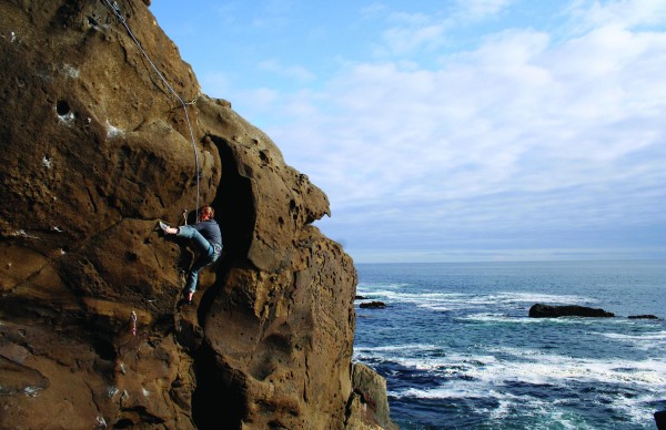 Laurie Teevan on "For Play" &#40;5.10&#41; at the Playground, Salt Point, CA.