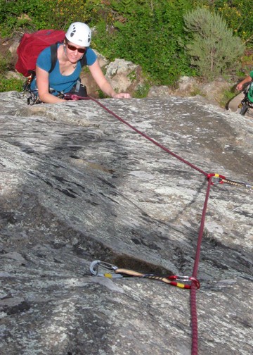 Claire mid-way up Garden Wall. Photo Slatervision.com