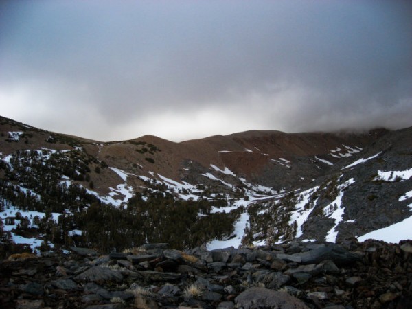 From the top of the first main hill, the gully to ascend in the back l...