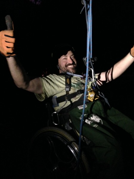 Enock training into the night at the Laconte Boulder