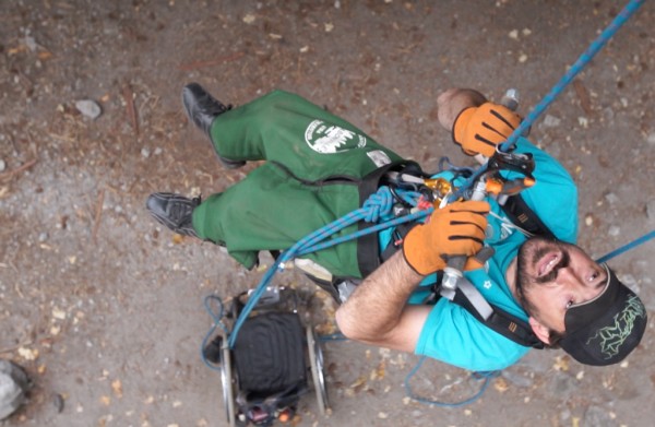 Enock practicing at Leconte Boulder