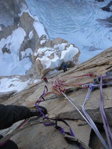 On the head-wall of the Compressor Route, Cerro Torre.