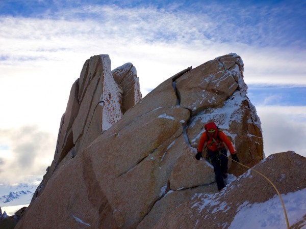 Just before the scramble to the summit. We did not remove our crampons...