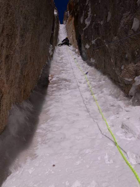 Jess on the ice crux.