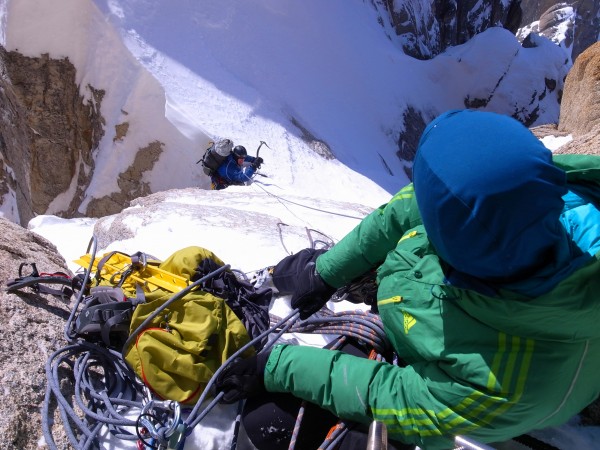 Exit at the top of the couloir.