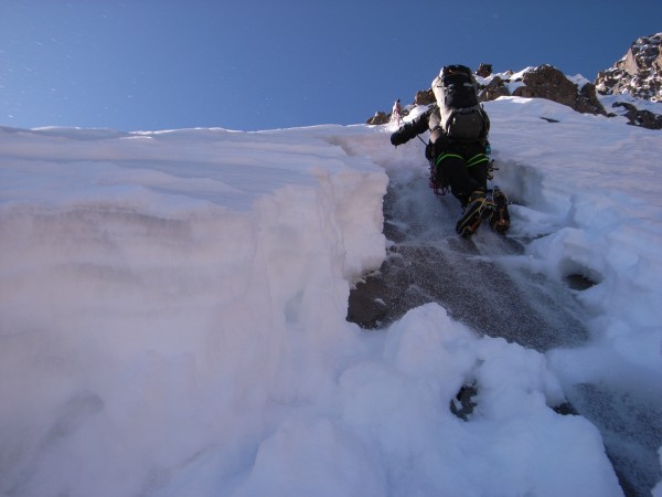 Lots of digging to solid footholds.