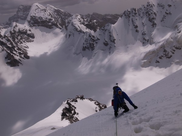 Snow climbing.