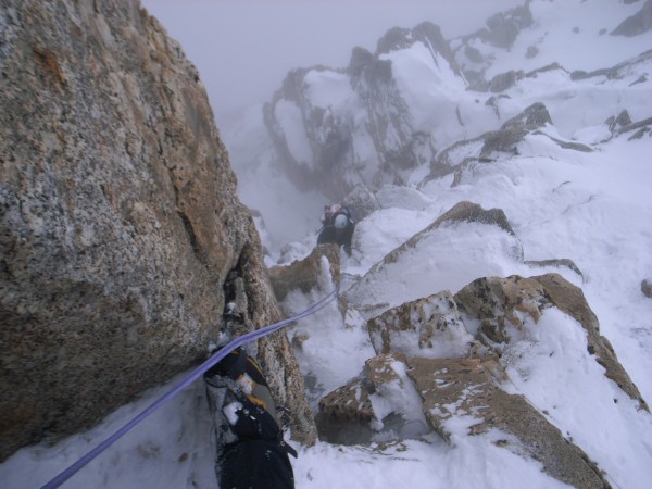 Looking down the first rocky pitch.